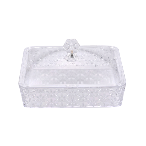 [02-1052] Vague Clear Square Acrylic Candy Box 27.2 cm x 27.2 cm Daisy Pattern