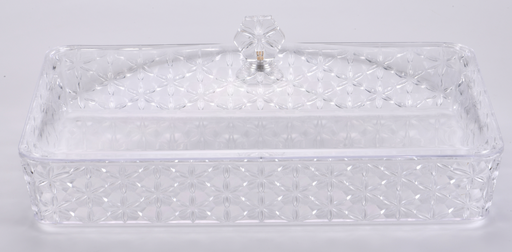 [02-1054] Vague Clear Rectangular Acrylic Candy Box 40.2 cm x 27.2 cm Daisy Pattern