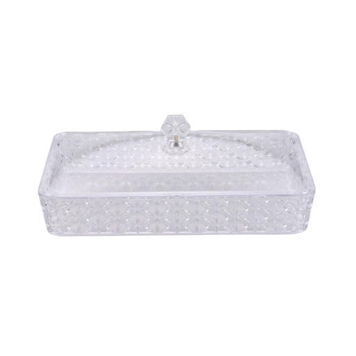 [02-1058] Vague Clear Rectangular Acrylic Candy Box 31.7 cm x 21 cm Daisy Pattern