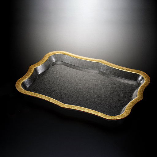 [02-727] Vague Acrylic Traditional Tray Golden Rim 68 cm