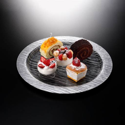 [02-847S] Vague Round Acrylic Serving Plate Bark Design 40 cm Taiwan