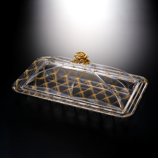 [02-878G] Vague Acrylic Rectangular Serving Set 50 cm Golden Design