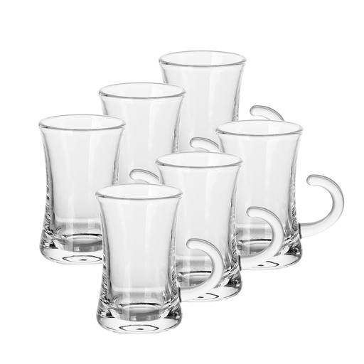 [04-624] Glass 6 Pcs Tea Cup Set 110 ml - Plain