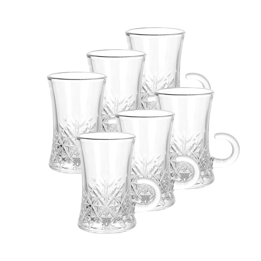 [04-626] Glass 6 Pcs Tea Cup Set 110 ml - Frost Design