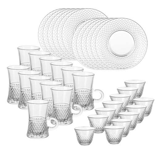[04-646] Glass 36 Pcs Tea & Coffee Set - Nexus Design