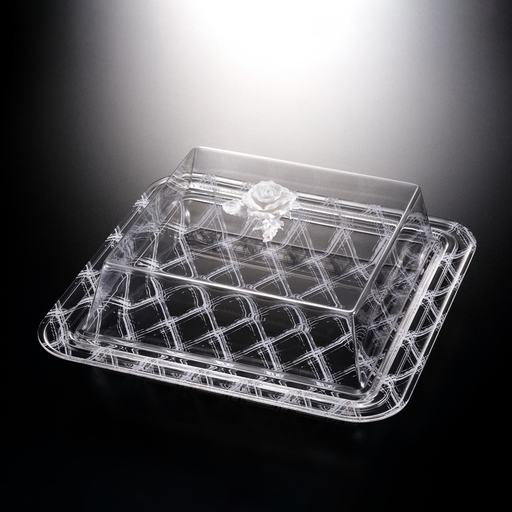 [02-881W] Vague Acrylic Square Serving Set 37.5 cm White Design