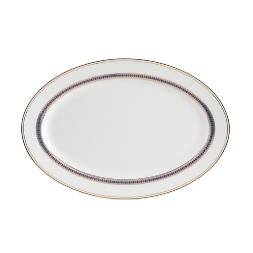 [03-426] Decopor 12" Oval Plate Midnight Gold Design