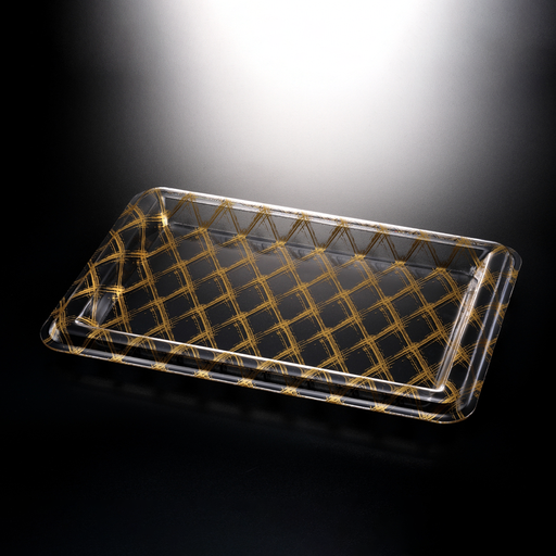 [02-886G] Vague Acrylic Rectangular Tray 60 cm Golden Design