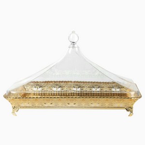 [02-908] Vague Golden Rectangular Classic Steel Cake Server 50 cm