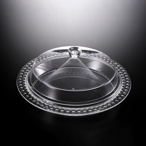 [02-992] Vague Acrylic Dessert Serving Set Round Clear L