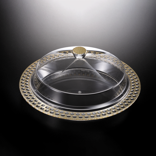[02-992G] Vague Acrylic Dessert Serving Set Round with Gold Design Large