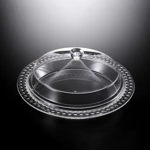 [02-994] Vague Acrylic Dessert Serving Set Round Clear S