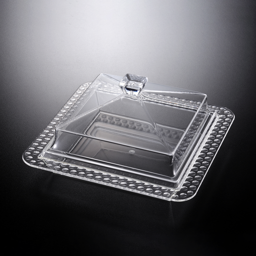 [02-995] Vague Acrylic Dessert Serving Set Square Clear L