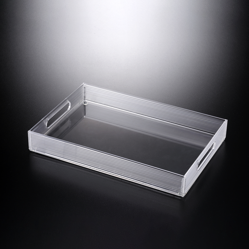 [02-998S] Vague Acrylic Serving Tray 38 cm x 25.5 cm x 5 cm Silver