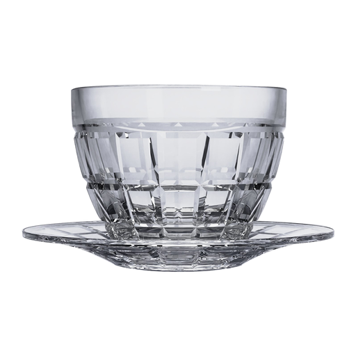 [04-482] Vague Ice 12 Piece Pudding Glass Bowls with Saucers 3"
