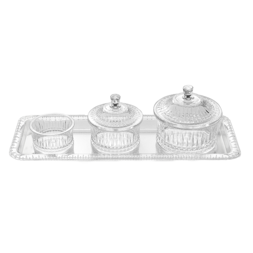[02-1361] Vague Acrylic Round Date Serving Set with Rectangular Tray