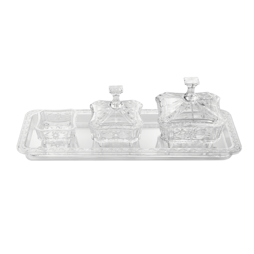 [02-1362] Vague Acrylic Square Date Serving Set with Rectangular Tray