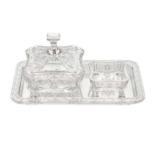 [02-1364] Vague Acrylic Square Date Serving Set with Tray