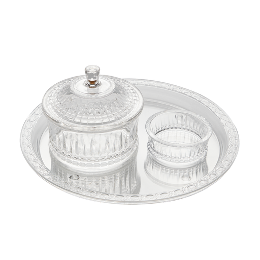 [02-1365] Vague Acrylic Round Date Serving Set with Tray