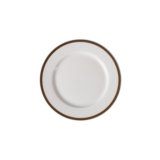 [08-1634] Porceletta VIP Ivory Porcelain Flat Plate with Gold Rim – 17 cm