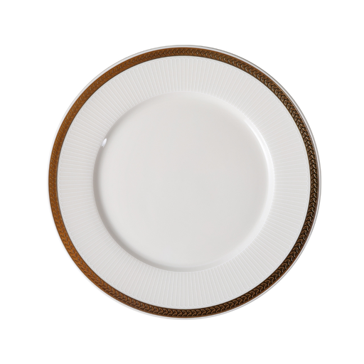 [08-1637] Porceletta VIP Ivory Porcelain Flat Plate with Gold Rim – 30 cm