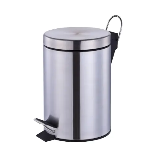 [13-1750] Vague 12 Liter Stainless Steel Pedal Bin Matt Finish Dia 25.2 x 38 cm