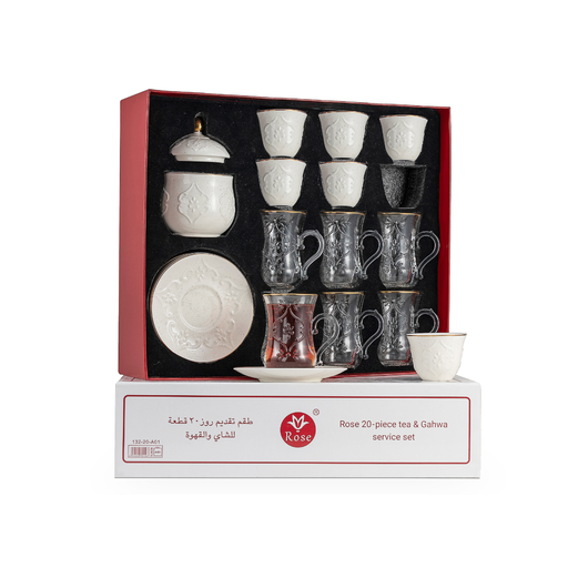 [RP-83015] Rose Coffee & Tea 20 Pieces Serving Set Dotted White / 624-20-A27