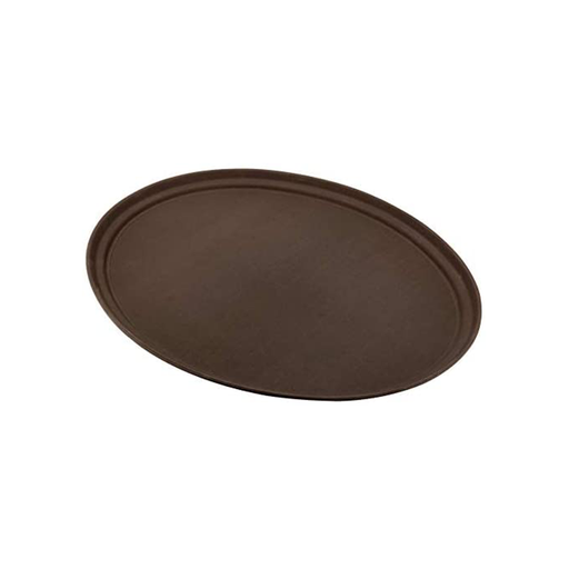 [13-009] Vague Non Slip Plastic Slip Tray Oval Brown 60 cm x 73 cm