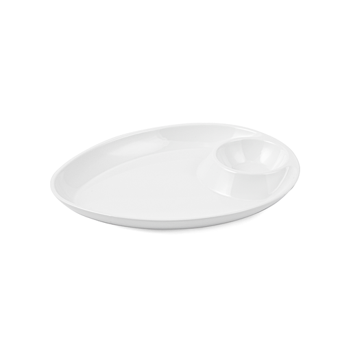 [36-464] Vague Melamine Triangle Platter with Sauce Hole 25 cm