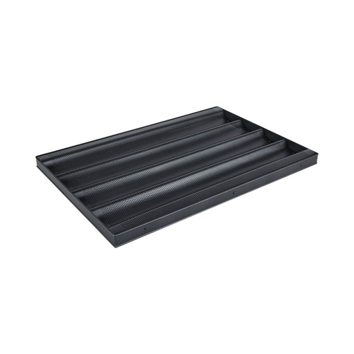 [13-R601] Vague Four-Trough French Non-Stick Baking Tray 60 x 40 x 3 cm Water Black