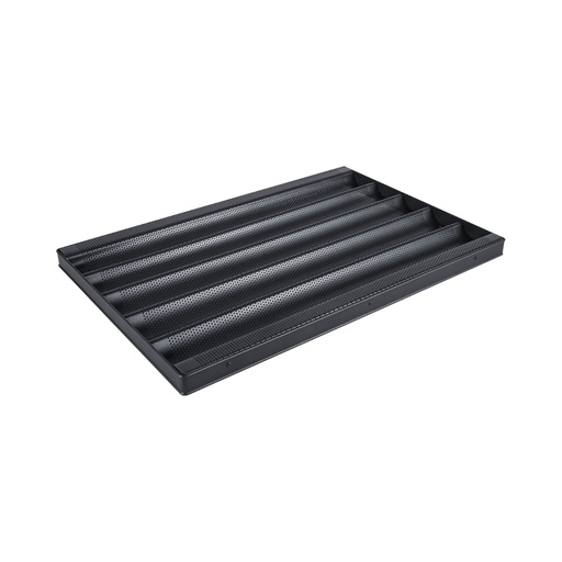 [13-R602] Vague Five-Trough French Non-Stick Baking Tray 60 x 40 x 3 cm Water Black