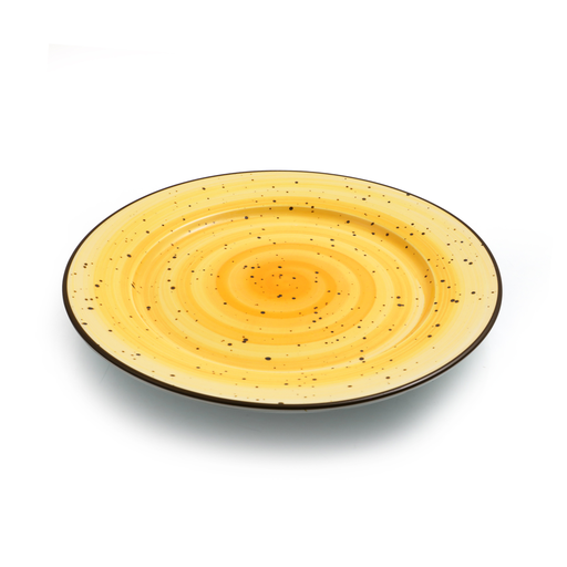 [08-039DY] Porceletta Yellow Color Glazed Porcelain Flat Plate 15.5 cm / 6"