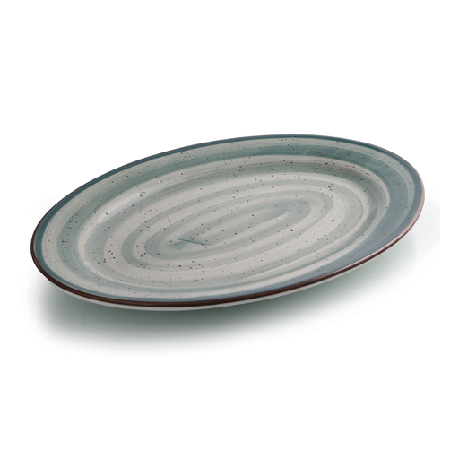 [08-052DG] Porceletta Green Color Glazed Porcelain green Oval Plate 30 cm / 12"