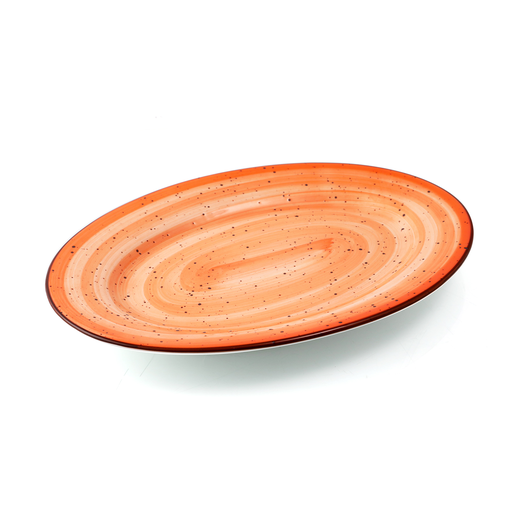 [08-052DO] Porceletta Orange Color Glazed Porcelain orange Oval Plate 30 cm / 12"