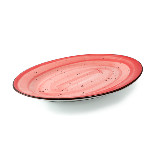 [08-052DR] Porceletta Red Color Glazed Porcelain Oval Plate 30 cm / 12"