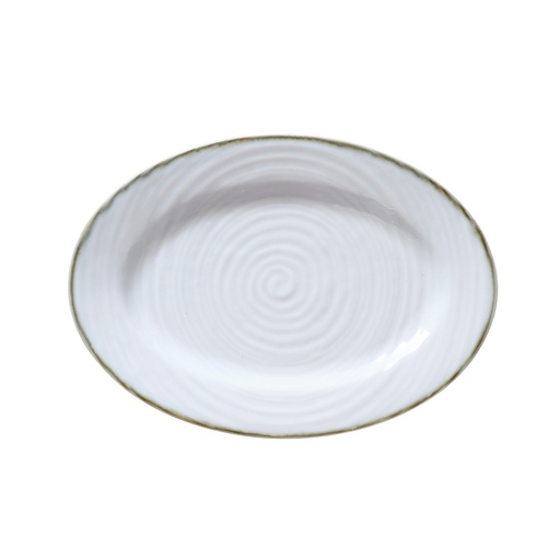 [08-053D2] Porceletta Terra Reactive Glaze Porcelain Oval Plate 14"