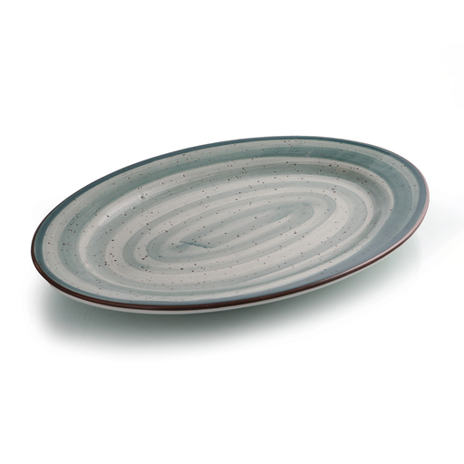 [08-053DG] Porceletta Green Color Glazed Porcelain greeen Oval Plate 35 cm / 14"