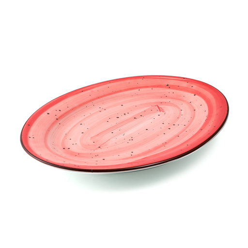 [08-053DR] Porceletta Red Color Glazed Porcelain red Oval Plate 35 cm / 14"