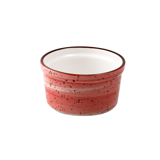 [08-071DR] Porceletta Red Color Glazed Porcelain Red Lined Ramekin 9 cm