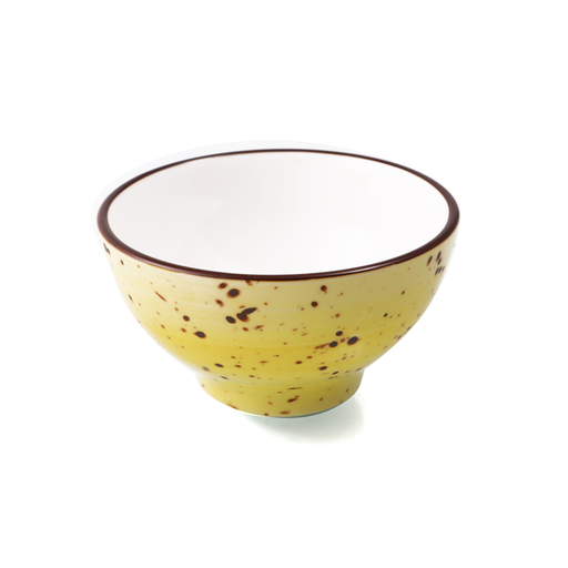 [08-080DY] Porceletta Yellow Color Glazed Porcelain Small Footed Bowl 8 cm