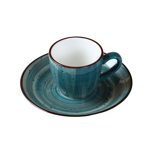 [08-092DG] Porceletta Green Color Glazed Porcelain Espresso Cup & Saucer 80 ml