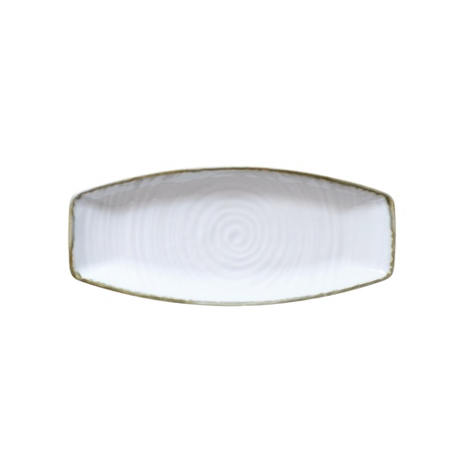 [08-131D2] Porceletta Terra Reactive Glaze Porcelain 8" Boat Shape Plate
