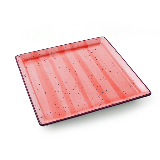 [08-1555DR] Porceletta Red Color Glazed Porcelain Square Plate 14 cm / 6"