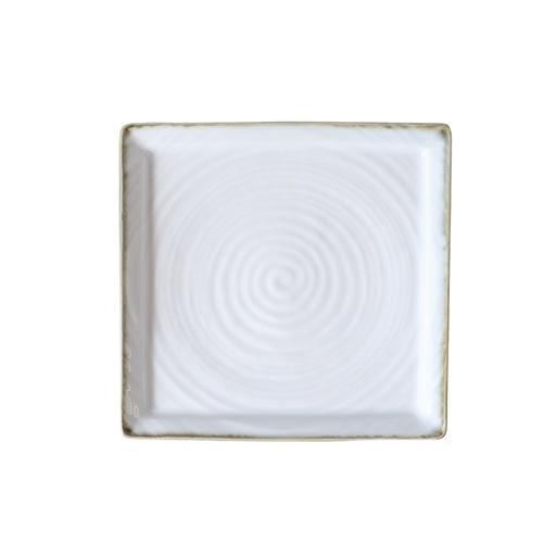 [08-1557D2] Porceletta Terra Reactive Glaze Porcelain Square Plate 22 x 22 cm