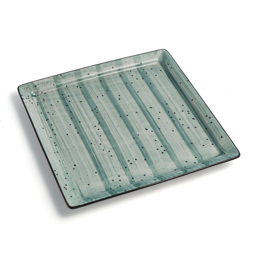[08-1557DG] Porceletta Green Color Glazed Porcelain Square Plate 22 cm / 9"