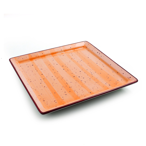 [08-1557DO] Porceletta Orange Color Glazed Porcelain Square Plate 22 cm / 9"