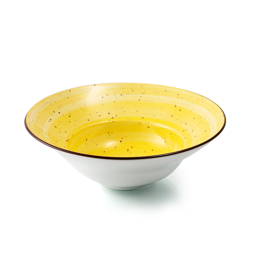 [08-1561DY] Porceletta Yellow Color Glazed Porcelain Pasta & Soup Plate 23 cm / 9"
