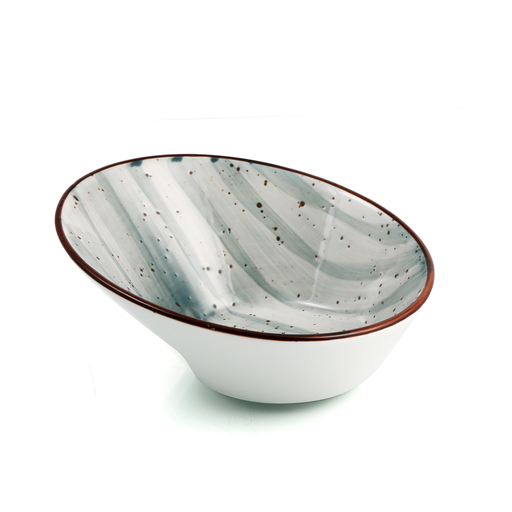 [08-1581DG] Porceletta Green Color Glazed Porcelain Boat Bowl 16 cm