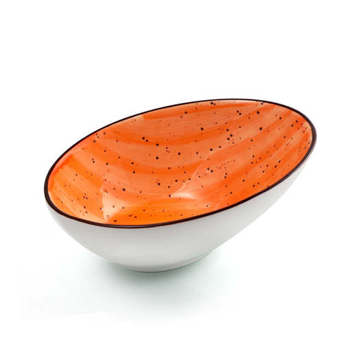 [08-1582DO] Porceletta Orange Color Glazed Porcelain Boat Bowl 18 cm