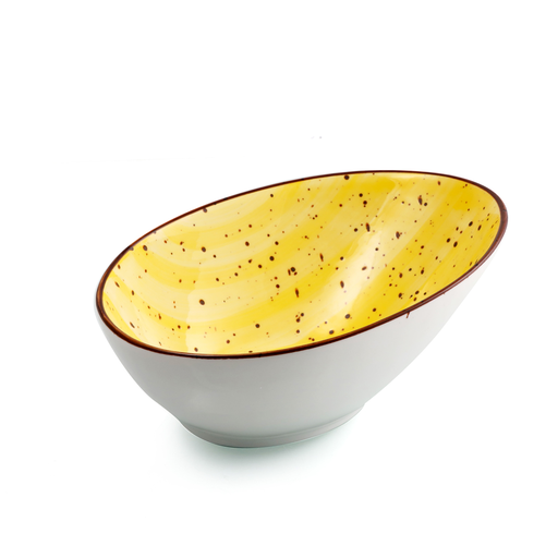 [08-1582DY] Porceletta Yellow Color Glazed Porcelain Boat Bowl 18 cm